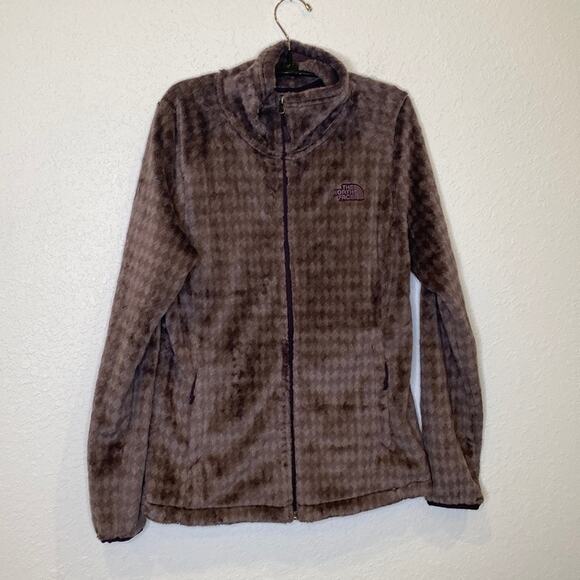 The North Face Long Sleeve Fleece Jacket Zipper Closure Diamond Pattern EUC Sz M - Picture 1 of 13